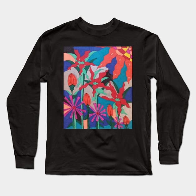 Bohemian Floral Garden Print Long Sleeve T-Shirt by DanielleGensler